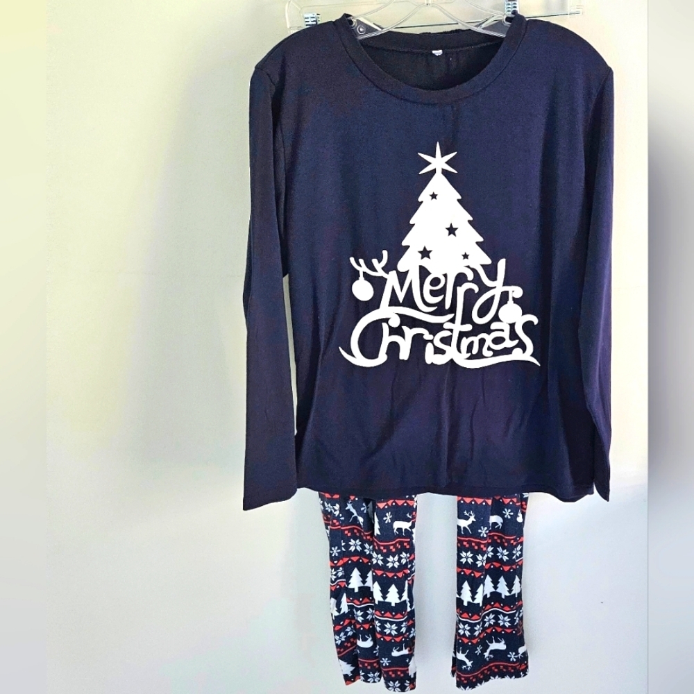 Merry Christmas Navy  print pajamas set